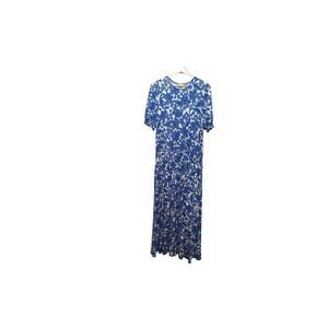 Boden Sophia Smocked Floral Short Sleeve Midi Jersey Dress Pockets Blue Size 12R